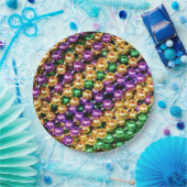 マルディグラスビーズ ペーパープレート (パーティー)