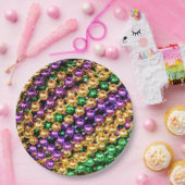 マルディグラスビーズ ペーパープレート (パーティー)