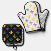 マルディグラスビーズ 鍋つかみ&鍋敷きセット (正面/裏面)