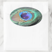 マルディグラスピーコックフェザーカスタムオーバルステッカー 楕円形シール (バッグ)