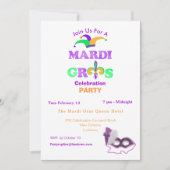 マルディグラスファット火曜おもしろいパーティーテーマ招待状 招待状 (正面)