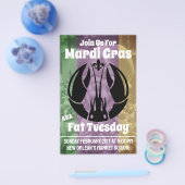 マルディグラスファット火曜日パープル金ゴールドグリーンクロウフィッシュ チラシ (シングル)