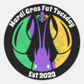 マルディグラスファット火曜日パープル金ゴールドグリーンクロウフィッシュ ラウンドシール (正面)