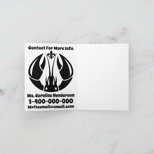 マルディグラスファット火曜日パープル金ゴールドグリーンクロウフィッシュ 招待状 (内部)