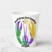 マルディグラスファット火曜日パープル金ゴールドグリーンクロウフィッシュ 紙コップ (正面)