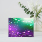 マルディグラスフェスティバルパープルバックグラウンド インビテーションポストカード (スタンド正面)