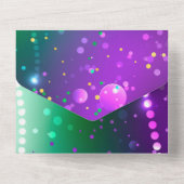 マルディグラスフェスティバルパープルバックグラウンド オールインワン招待状 (裏面)