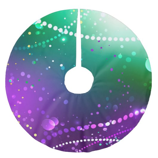 マルディグラスフェスティバルパープルバックグラウンド ブラッシュドポリエステルツリースカート (正面)