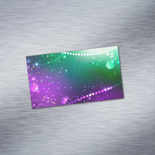 マルディグラスフェスティバルパープルバックグラウンド マグネット名刺 (インサイチュ)