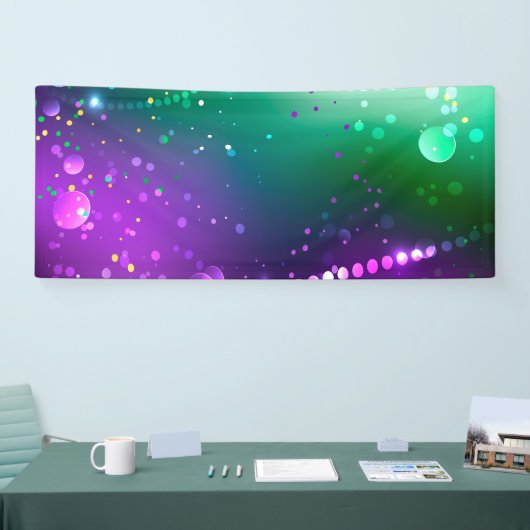 マルディグラスフェスティバルパープルバックグラウンド 横断幕 (トレードショー)