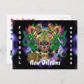 マルディグラスフットボールのキングビューヒント インビテーションポストカード (正面/裏面)