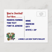 マルディグラスフットボールのキングビューヒント インビテーションポストカード (裏面)