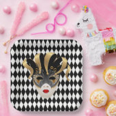 マルディグラスブラック&ホワイトダイヤモンド ペーパープレート (パーティー)