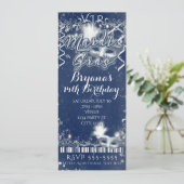 マルディグラスブルー&ホワイトVIPバースデーパーティーチケット 招待状 (スタンド正面)