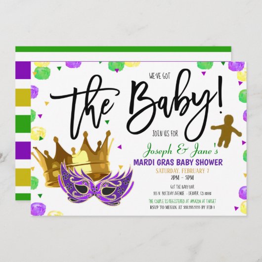 マルディグラスベビーシャワー招待状 招待状 (正面/裏面)
