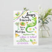 マルディグラスベビーシャワー水の色アリゲーター 招待状 (スタンド正面)