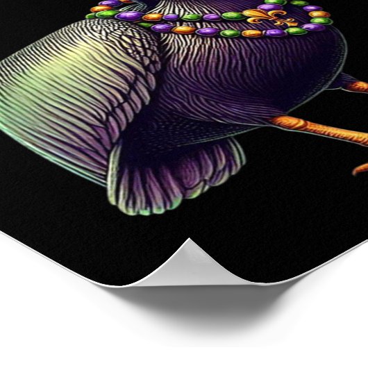 マルディグラスペリカンルイジアナパレード動物愛好家M ポスター (角)