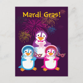 マルディグラスペンギン葉書 ポストカード