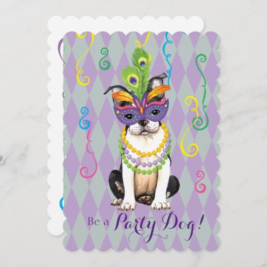 マルディグラスボストンテリア 招待状 (正面/裏面)