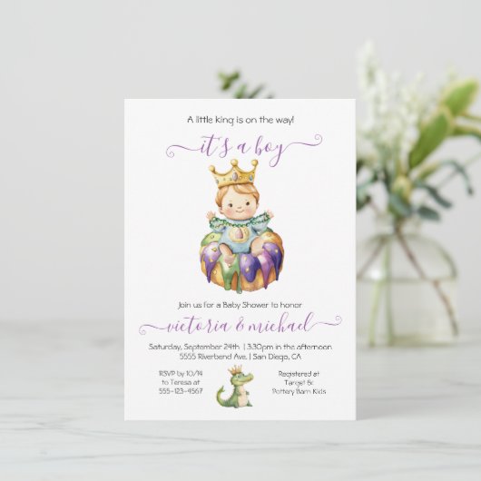 マルディグラスボーイベビーシャワー招待状 招待状 (スタンド正面)