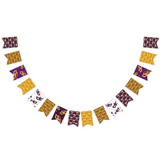 マルディグラスマスカレードカーニバル バンティングフラッグ (全)