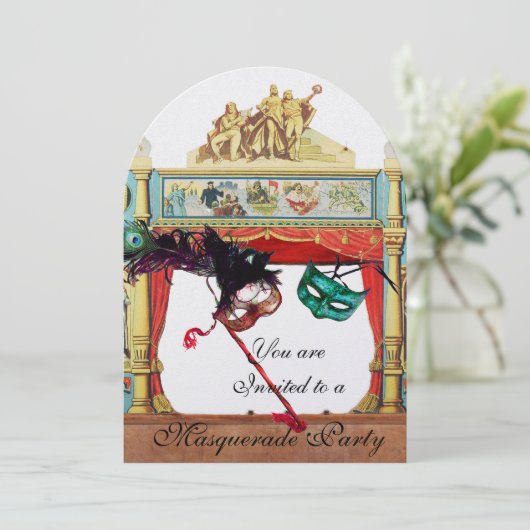 マルディグラスマスカレードコスチュームパーティーシアターパール 招待状 (スタンド正面)