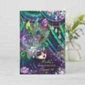 マルディグラスマスカレードバースデーパーティ招待状 招待状 (スタンド正面)