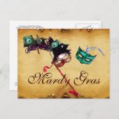 マルディグラスマスカレードパーチメント ポストカード (正面/裏面)