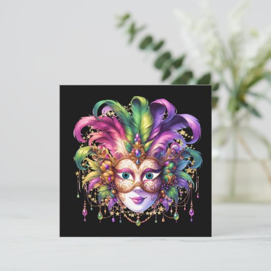 マルディグラスマスカレードパーティの招待状 招待状 (スタンド正面)