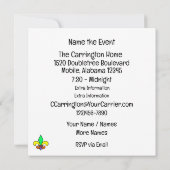 マルディグラスマスカレードパーティの招待状 招待状 (裏面)