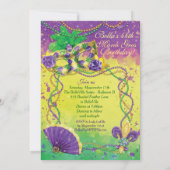 マルディグラスマスカレードパーティの招待状 招待状 (裏面)