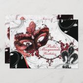 マルディグラスマスカレードパーティの招待状 招待状 (正面/裏面)