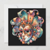 マルディグラスマスカレードパーティの招待状 招待状 (正面)