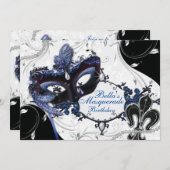 マルディグラスマスカレードパーティの招待状 招待状 (正面/裏面)