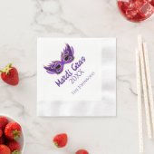 マルディグラスマスカレードパーティー紙ナプキンス 縁ありカクテルナプキン (インサイチュ)