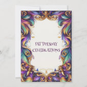 マルディグラスマスカレードボールファット火曜日お祝い 招待状 (裏面)