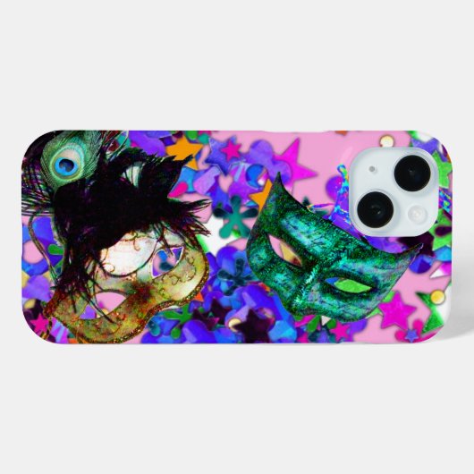 マルディグラスマスカレードボールマスク紙吹雪 Case-Mate iPhoneケース (裏面 (横))