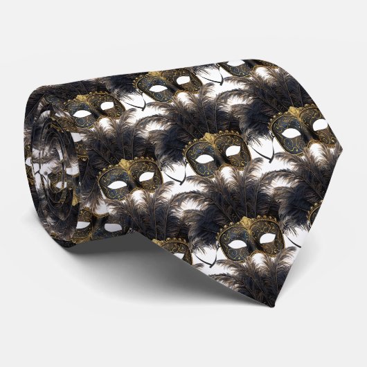 マルディグラスマスカレードマスクカーニバル金ゴールドブラック ネクタイ (ロール)