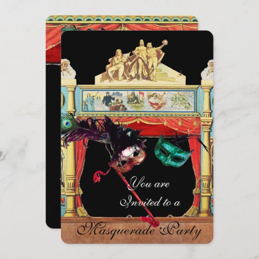 マルディグラスマスカレードマスクシアターステージ 招待状 (正面/裏面)