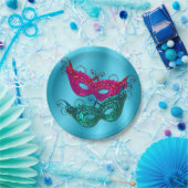 マルディグラスマスカレードマスクパーティー紙プレート ペーパープレート (パーティー)