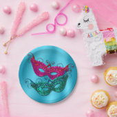 マルディグラスマスカレードマスクパーティー紙プレート ペーパープレート (パーティー)