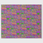 マルディグラスマスカレードマスクブライトパープルグリーン ラッピングペーパー (フラット)