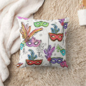 マルディグラスマスカレードマスク明るい水色 クッション (ブランケット)