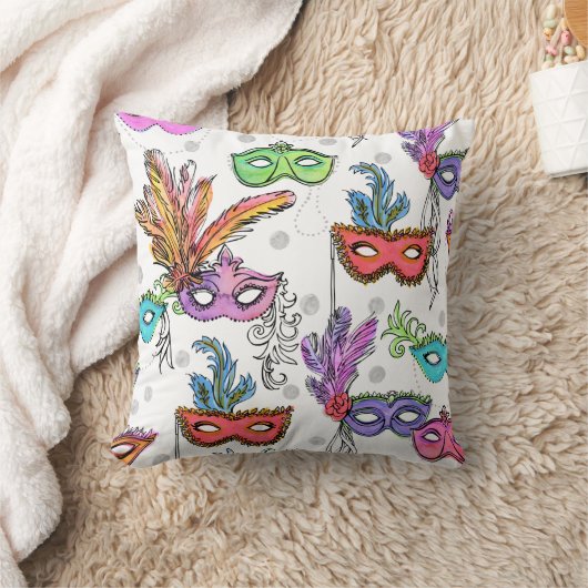 マルディグラスマスカレードマスク明るい水色 クッション (ブランケット)