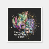 マルディグラスマスカレードマスク紙ナプキンス スタンダードカクテルナプキン (正面)