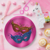 マルディグラスマスカレードマスク紙プレート9" ペーパープレート (パーティー)