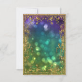 マルディグラスマスカレードマスク金ゴールドグリッターRSVP 出欠カード (裏面)