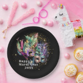 マルディグラスマスカレードマスク ペーパープレート (パーティー)