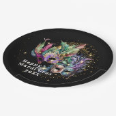 マルディグラスマスカレードマスク ペーパープレート (アングル)