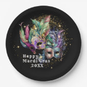 マルディグラスマスカレードマスク ペーパープレート (正面)